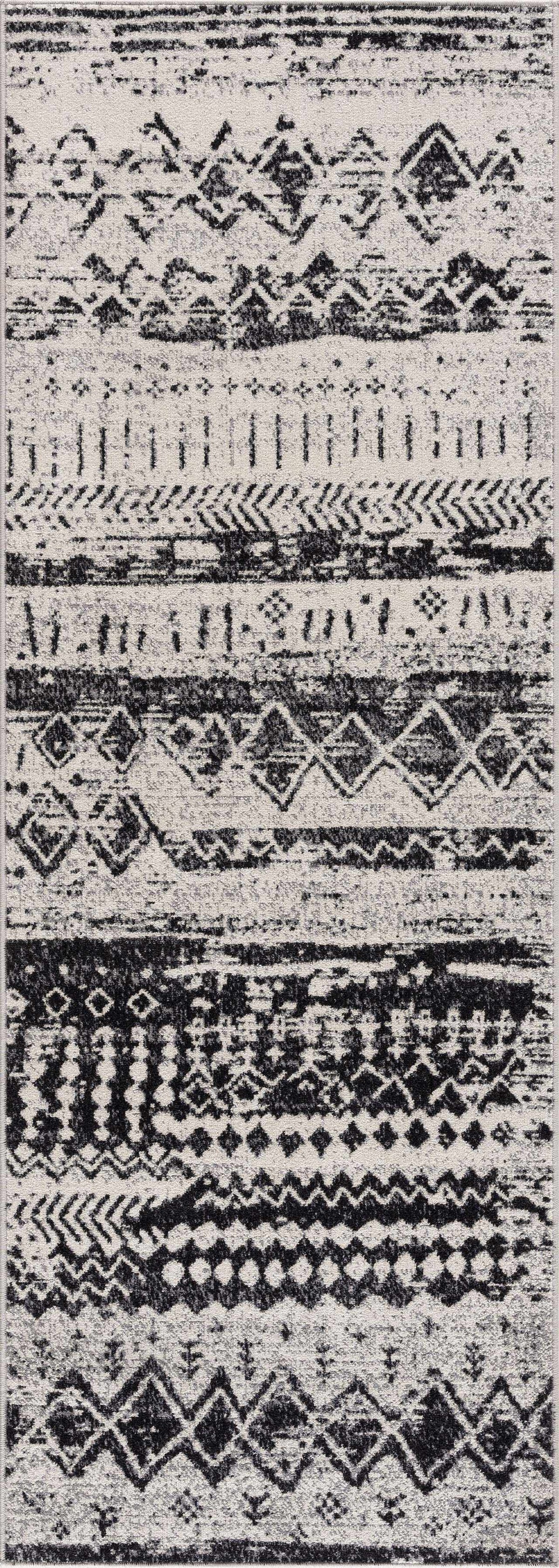 Machine Washable Area Rug, Black and Gray