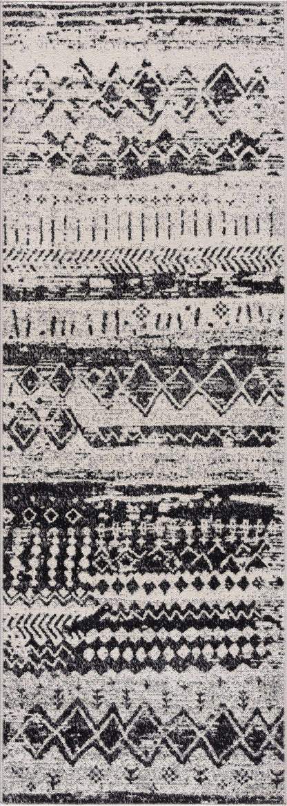 Machine Washable Area Rug, Black and Gray
