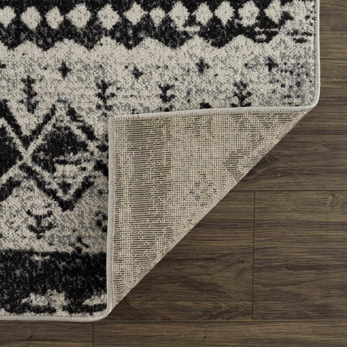 Machine Washable Area Rug, Black and Gray