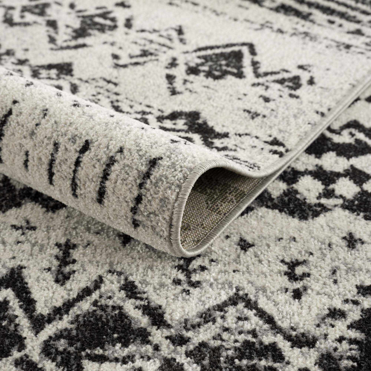Machine Washable Area Rug, Black and Gray