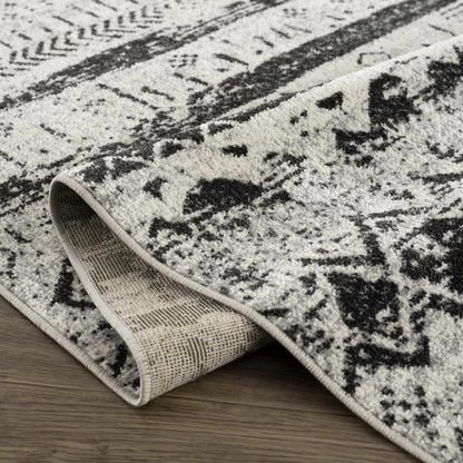 Machine Washable Area Rug, Black and Gray