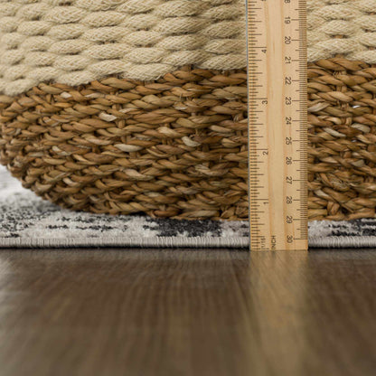 Machine Washable Area Rug, Black and Gray