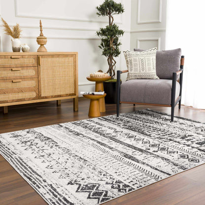 Machine Washable Area Rug, Black and Gray