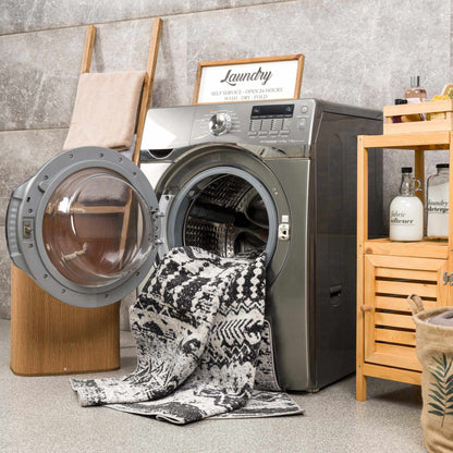 Machine Washable Area Rug, Black and Gray