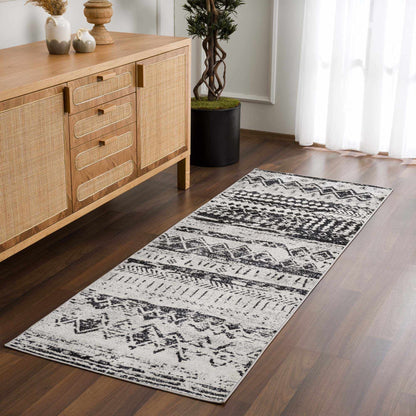 Machine Washable Area Rug, Black and Gray