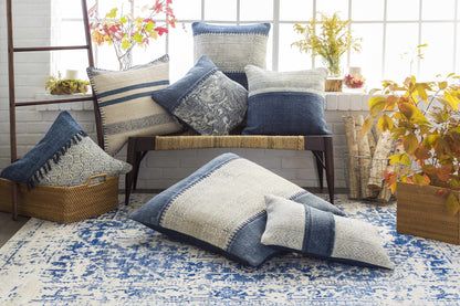 Vintage Pattern Area Rug, Navy and Gray