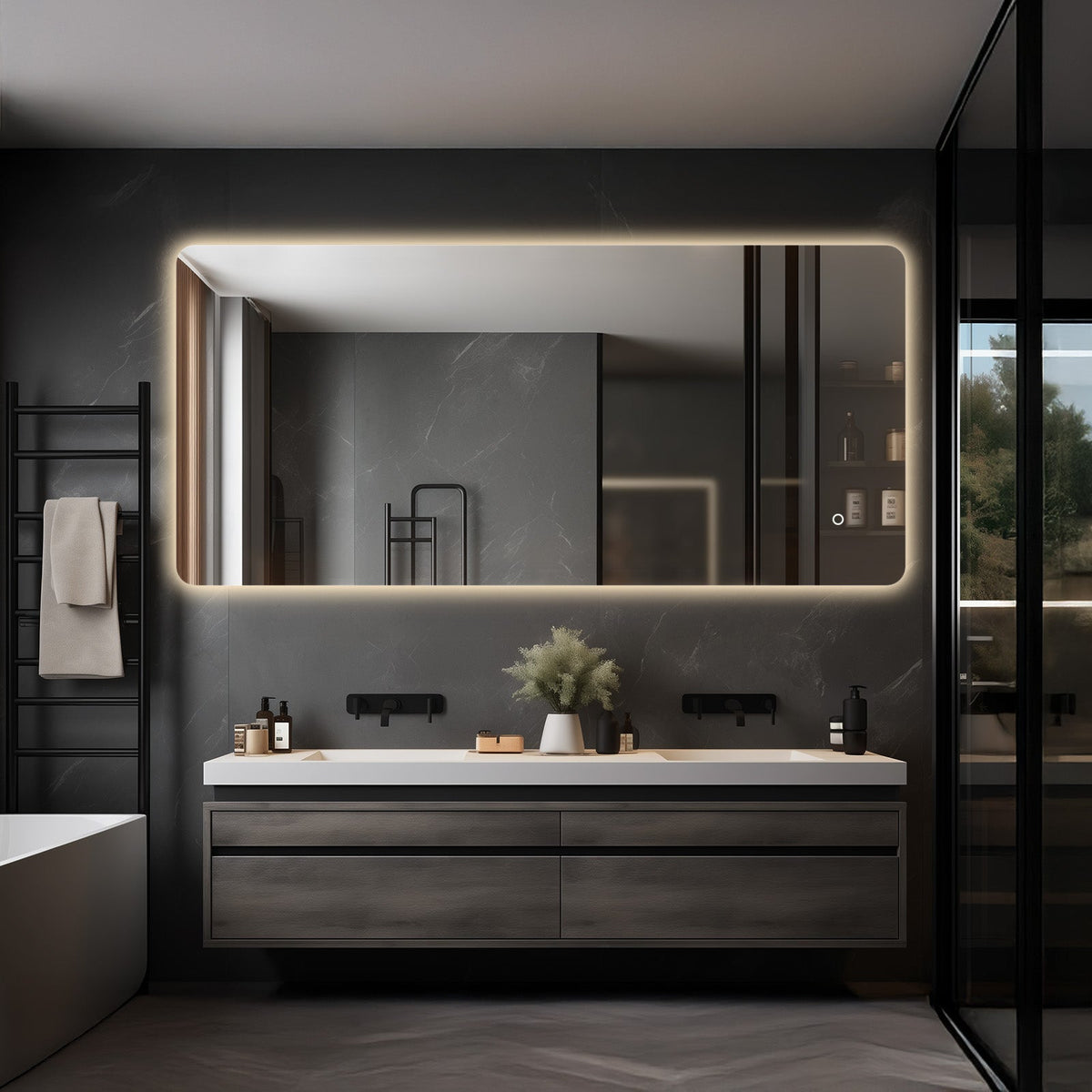 Frameless Backlit LED Bathroom Mirror, 5 Sizes