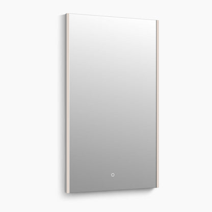 Large LED mirror lit and viewed straight on against a plain background