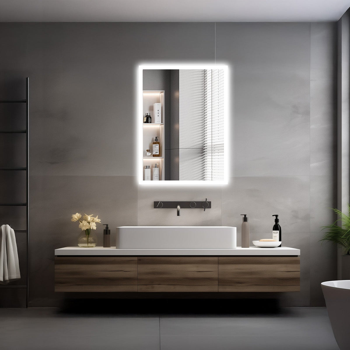 Lyra LED Bathroom Mirror, Acrylic Frame in 5 Sizes