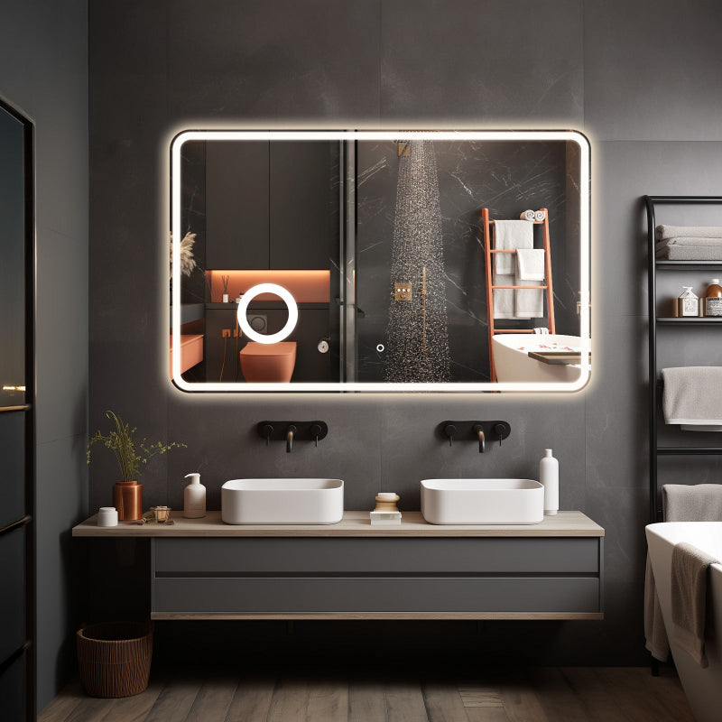 LED Bathroom Mirror with 3X Magnifier, Anti-Fog