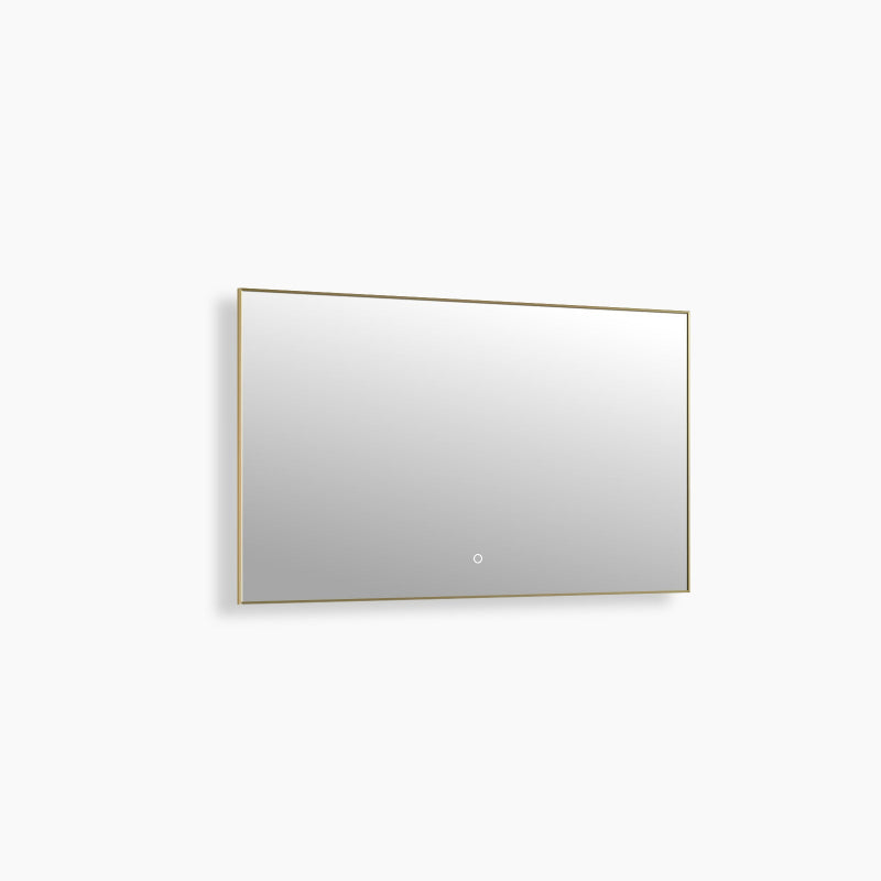 Backlit LED mirror lit and viewed straight on against a plain background