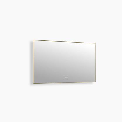 Backlit LED mirror lit and viewed straight on against a plain background