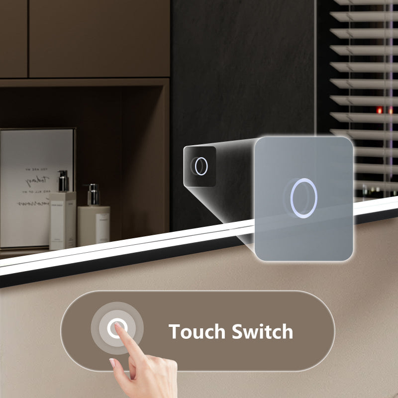 LED Bathroom Mirror, Matte Black with Anti-Fog