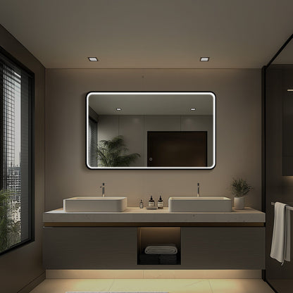 LED Bathroom Mirror, Matte Black with Anti-Fog