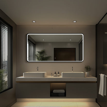 LED Bathroom Mirror, Matte Black with Anti-Fog