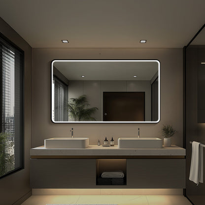 LED Bathroom Mirror, Matte Black with Anti-Fog