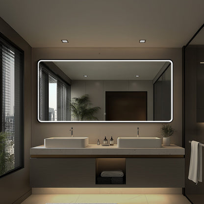 LED Bathroom Mirror, Matte Black with Anti-Fog
