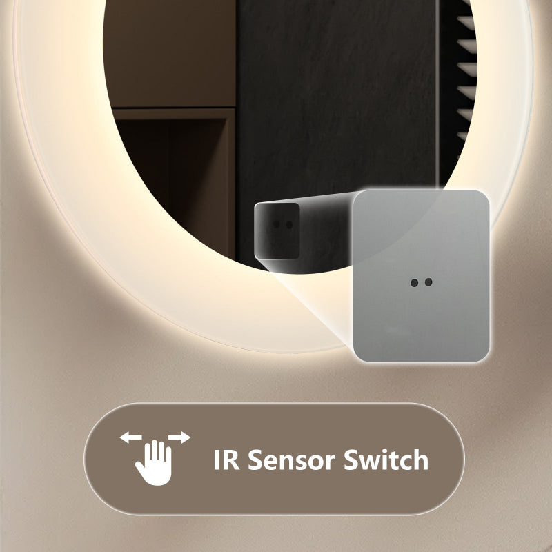 Round LED Bathroom Mirror, Touch-Free Switch