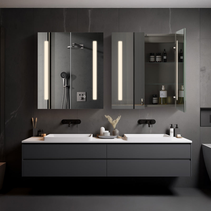 LED Medicine Cabinet, Dimmable 3-Color Light