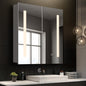 Silver gray LED medicine cabinet above bathroom sink