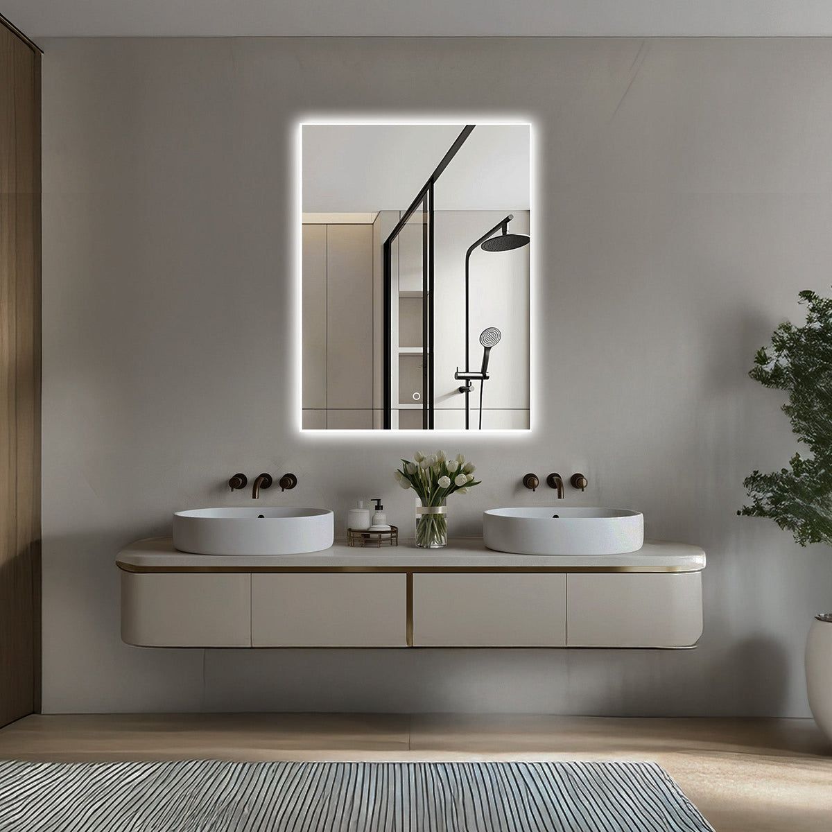 Acrylic Edge LED Bathroom Mirror, 3 Sizes