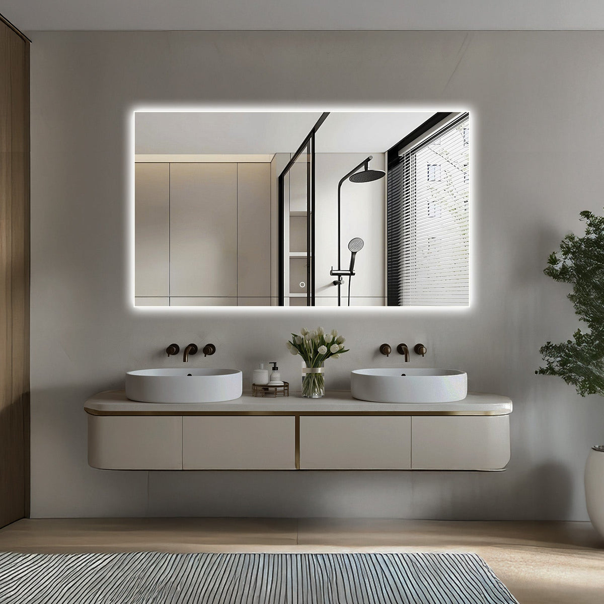 Acrylic Edge LED Bathroom Mirror, 3 Sizes