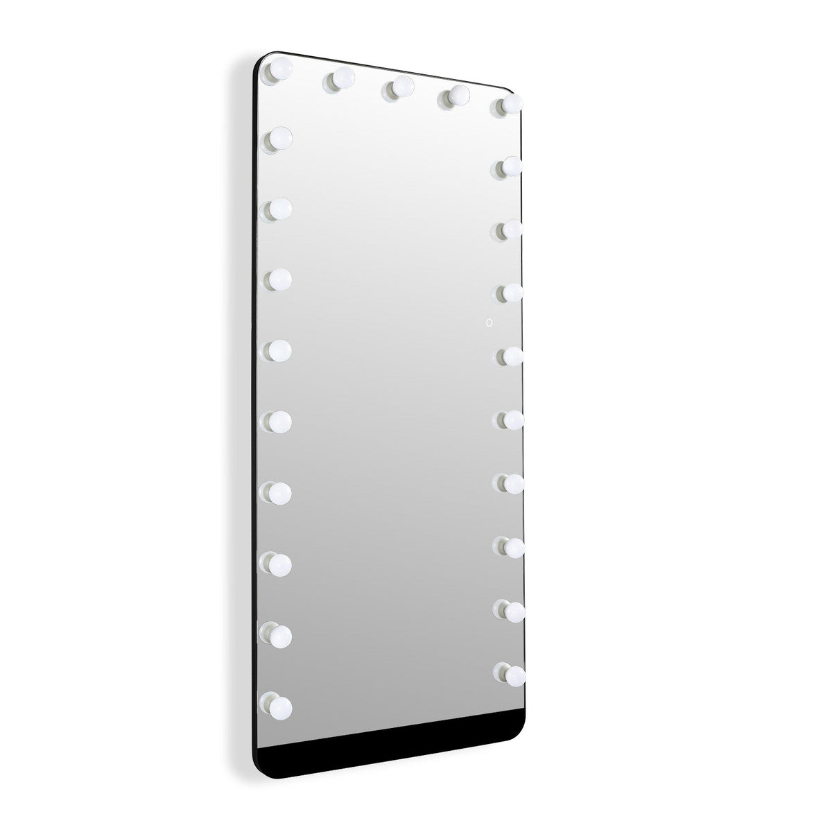 Hollywood mirror leaning against bedroom wall