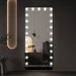 Close-up of dimmable LED bulbs around mirror frame