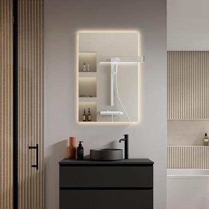 Close view of the front lit strip and mirrored edge detail