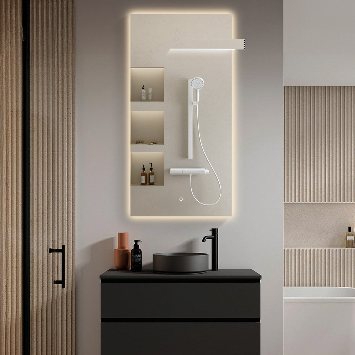 Backlit and Front Lit LED Bathroom Mirror, 4 Sizes