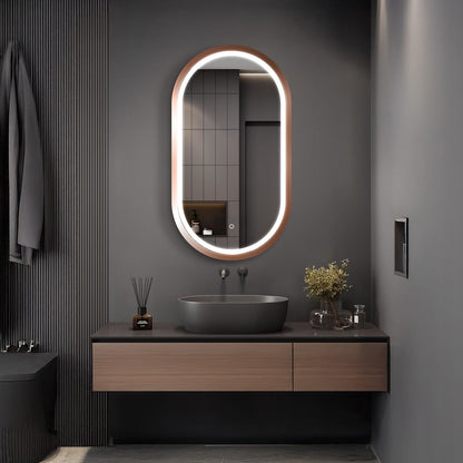 Oval LED Bathroom Mirror, Rose Gold in 5 Sizes