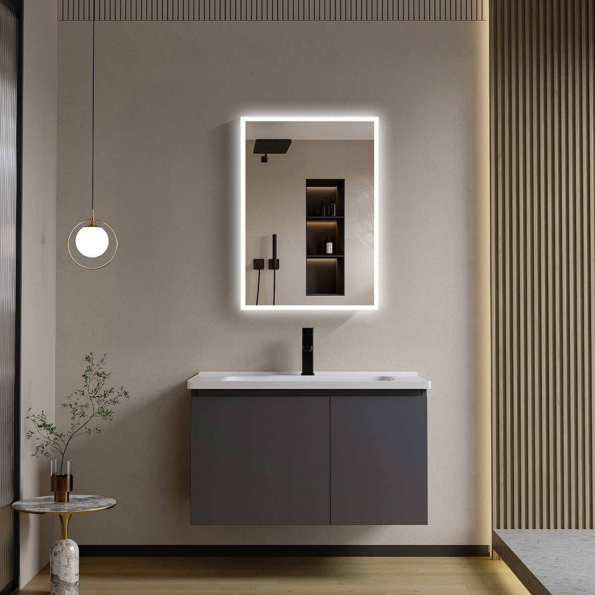 LED Medicine Cabinet with IR Sensor Switch, Matte White