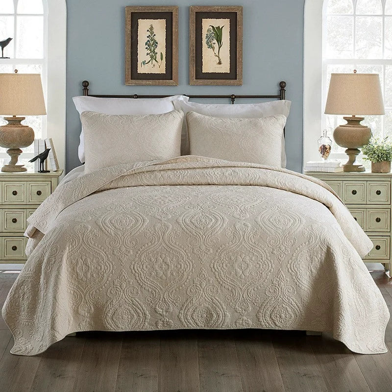 Cotton Three-Layer Quilted Bedspread Set, 3 Piece