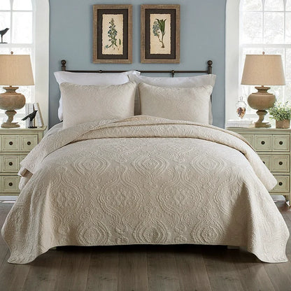 Cotton Three-Layer Quilted Bedspread Set, 3 Piece