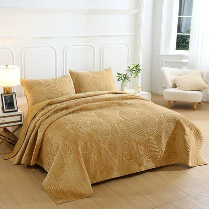 Quilted Flannel Bedspread Set, Reversible 3 Piece