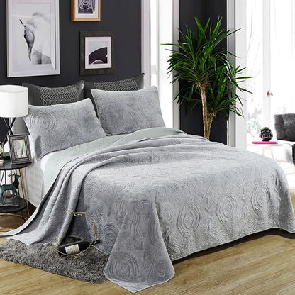 Quilted Flannel Bedspread Set, Reversible 3 Piece