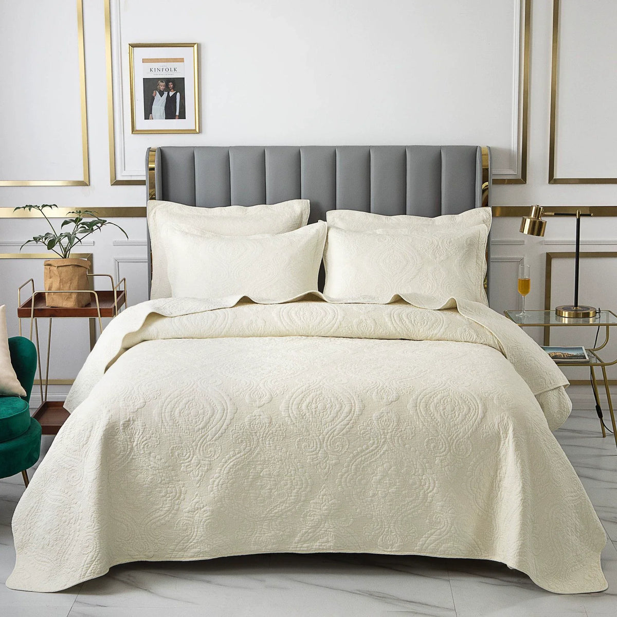Cotton Three-Layer Quilted Bedspread Set, 3 Piece