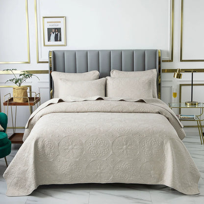 Cotton Three-Layer Quilted Bedspread Set, 3 Piece