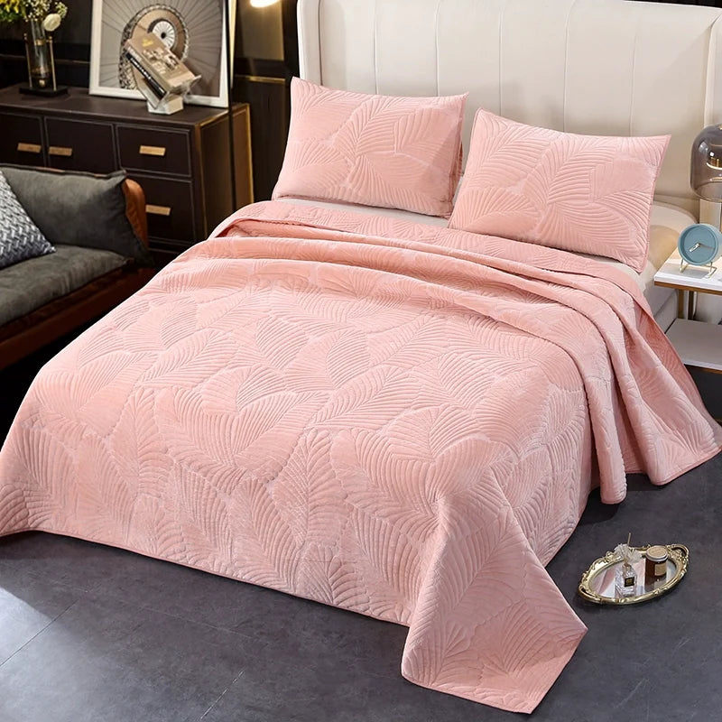 Quilted Flannel Bedspread Set, Reversible 3 Piece