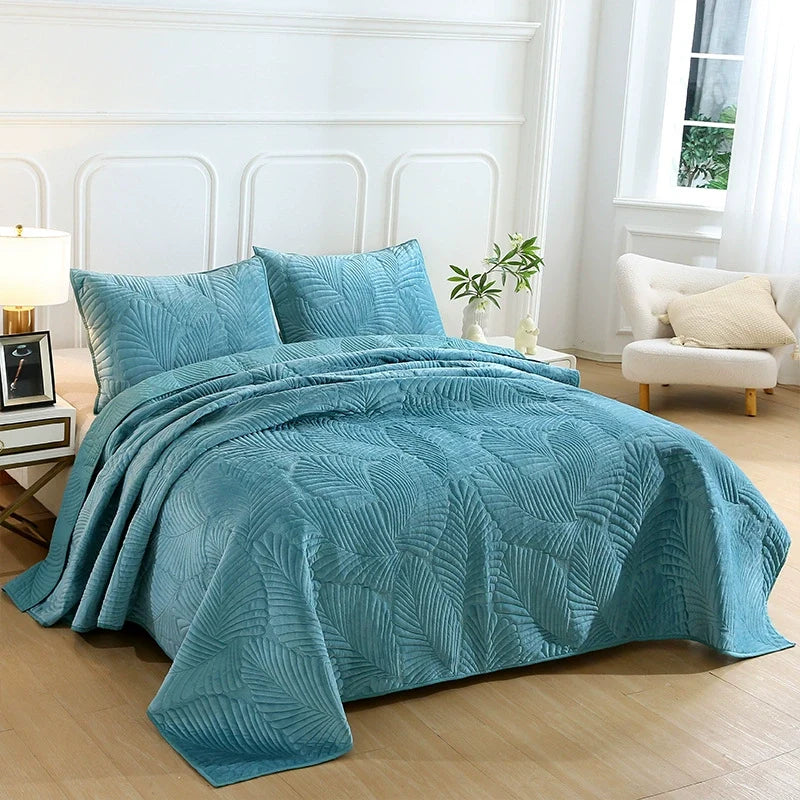 Quilted Flannel Bedspread Set, Reversible 3 Piece