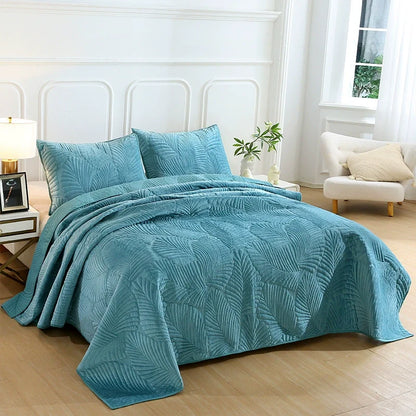 Quilted Flannel Bedspread Set, Reversible 3 Piece