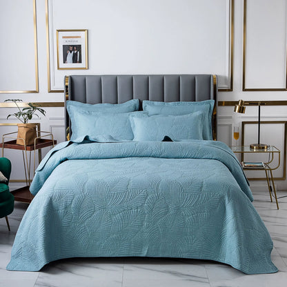 Embroidered Quilted Bedspread Set, Cotton 3 Piece