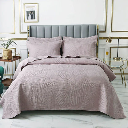 Embroidered Quilted Bedspread Set, Cotton 3 Piece