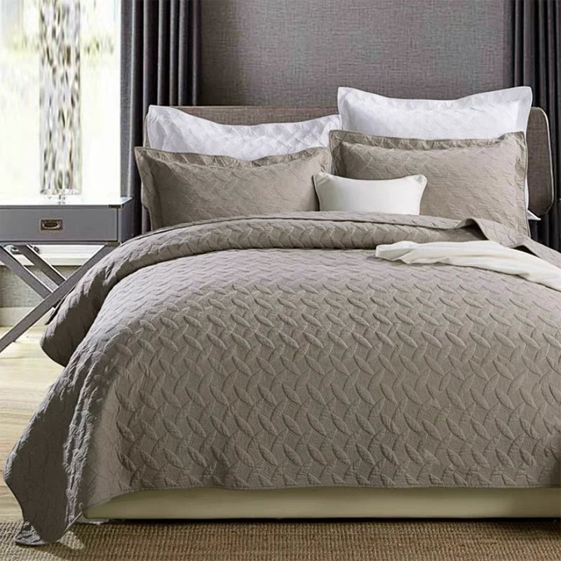 Embroidered Quilted Bedspread Set, Cotton 3 Piece