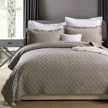 Embroidered Quilted Bedspread Set, Cotton 3 Piece
