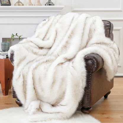 Close-up of faux fur blanket texture