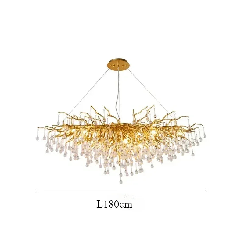 Crystal ceiling chandelier shown in a dining room setting