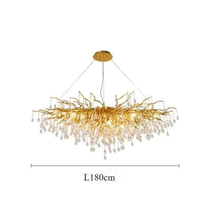 Crystal ceiling chandelier shown in a dining room setting