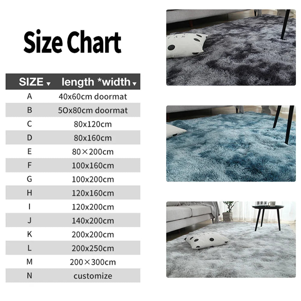 Plush Area Rug, 8 Colors and Sizes