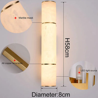 Marble and Copper LED Wall Sconce, Gold